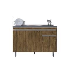 Balcão Gabinete De Pia Sem Tampo 120cm 3 Portas Pop - Nathan Móveis Cor Chocolate