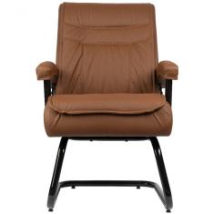 Cadeira Interlocutor Para Escritório Com Mola Ensacada Marrom