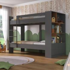 Beliche Juvenil Jonava 2 Portas com Estante Espresso Móveis Grafite/Nogal