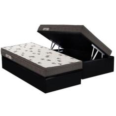 Cama Box Baú Solteiro: Colchão Espuma Ortobom D45 Light + Base CRC Cou