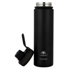 Garrafa Térmica Vibets Isolada A Vácuo 650ml De Aço Inoxidável Parede Dupla Anti Vazamento Preta Bebida Quente por até 12hrs ou Fria por até 24hrs Esportiva