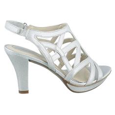 Naturalizer Sandália feminina Danya Open Toe com tira no tornozelo, Cruz prateada, 40