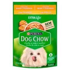 Ração Úmida para Cachorro Dog Chow Adultos Raças Minis e Pequenas Purina Extra Life Sabor Frango Sachê 100g