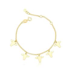 Pulseira Cabeças De Boi Infantil Revestida Em Ouro