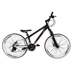 Bicicleta Aro 26 Vikingx Tuff X44 Preto/Branco 21v Alumínio Freio a Di