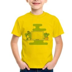 Camiseta Infantil Laptop - Foca na Moda, Amarelo, 4