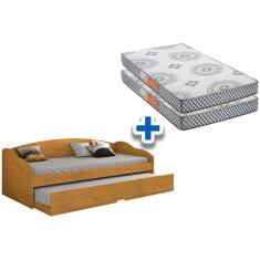 Colchão Solteiro Pérola Polar (2un) + Sofá Cama Funny iii c/ Auxiliar Cinamomo