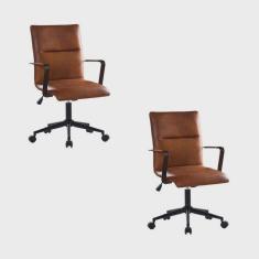 Kit 2 Cadeiras Escritório Diretor Giratória em Couro com Relax Palermo