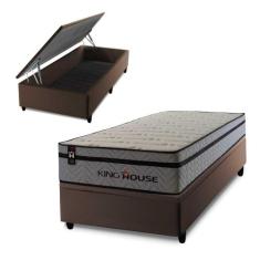 Conjunto Box Baú Preston Cinza 88x188x78 c/ Molas Ensacadas - King Hou