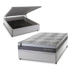 Conjunto Box Baú Sheffield Cinza 138x188x72 c/ Molas Ensacadas - King 