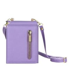 Carteira crossbody com zíper e porta-cartão capa de telefone para Samsung Galaxy Z Flip 6 5 4 3 Flip6 Flip5 Flip4 Flip3 5G capa de couro, roxa, para Galaxy Z Flip6