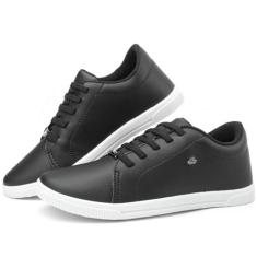 Tenis Feminino Casual Izalu Branco Preto, Preto, 38