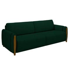 Sofá 3 Lugares 223cm Pés Madeira Amaranto M22 Veludo Verde - Mpozenato