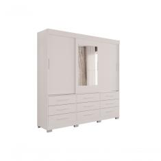Guarda Roupa Guarda-roupa New Star 3 Portas de Bater 9 Gavetas MDP Branco Sallêto Móveis