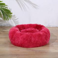 Cama calmante para cães e gatos, cama anti-ansiedade donut aquecimento aconchegante macio para cães e gatos cama redonda, cama macia fofa de pelúcia sintética para cães e gatos grandes, pequenos e médios diâmetro 40 cm