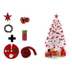 Árvore De Natal Branca Decorada 2,10 Cm 450 Galhos Com 7 Itens