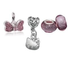 kit 4 berloques Banhado à Prata - Compatíveis com berloques de prata de todas as marcas - infantil e adulta