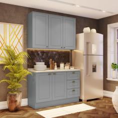 Cozinha Compacta 2 Peças 5 Portas 3 Gavetas Emily Cinza