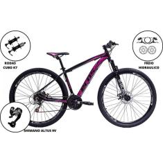 Bicicleta Aro 29 Mtb Ecos Touareg Aluminio 27 Marchas Cambio Shimano Altus Freios A Disco Hidraulico-Unissex