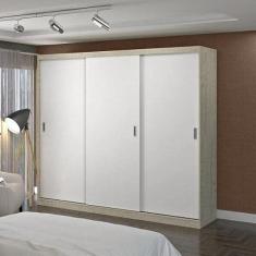 Guarda Roupa Casal 3 Portas de Correr 4 Gavetas 1904 Foscarini Marfim Areia/branco