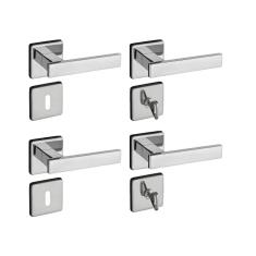 Kit 2 Fechaduras Interna e 2 WC Quad Concept Pado Cromado