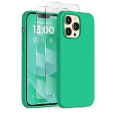 COFFKER Capa projetada para iPhone 13 Pro, capa de silicone líquido com [2 protetores de tela], [proteção militar à prova de choque] capa fina para celular com forro de microfibra de 6,1 polegadas,