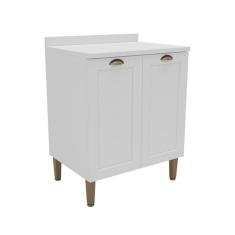 Balcão de Cozinha Lavanda com Tampo 2 Portas Branco
