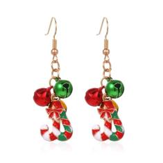 MALOYANVE Brincos de sino de Natal para mulheres, lindo enfeite de sininho vermelho e verde, corrente longa, pingente de gota, festival, Natal, festa, joias, presente, Large, Jingle Bell, Sem pedra