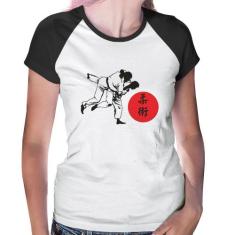 Baby Look Raglan Jiu Jitsu Judô Artes Marciais - Foca na Moda, Branco,