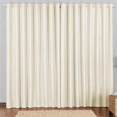 Cortina 2 Mts Sala Quarto Escritório Blackout para Varão - Bege - 100%