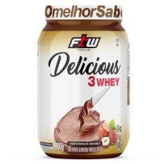 Delicious 3 Whey Proteína Hidrolisada Concentrada E Isolada Pote 900g Sabor Creme de Avela – FTW