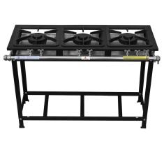 Fogão Industrial 3 Bocas Duplas 30x30 Perfil 7 de Baixa Pressão