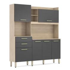 Cozinha Compacta Select 6 Portas e 2 Gavetas Avena/Grafito - Demóbile,