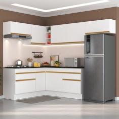 Armário Cozinha Completa Canto Veneza MP2104 Multimóveis Branco + Jogo de Panelas