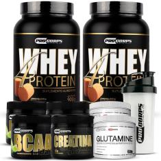 2 Whey 4 Protein+ 2 Bcaa+ 2 Creatina+ 2 Glutamina + 1 Shaker-Unissex