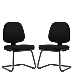 Kit 02 Cadeiras Para Escritório Job L02 Fixa Crepe Preto - Lyam Decor