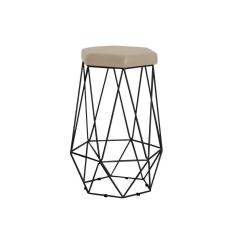 Banqueta Rubel Base Preta Suede Bege Gran Belo