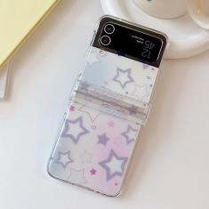 Estojo de telefone estrela bonito para Samsung Galaxy Z Flip 4 3 Z Flip3 Flip4 5G Capa com corrente Moda Capas transparentes de proteção com dobradiça, Estilo1, Para Z Flip 3