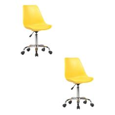 Kit 2 Cadeiras Escritório Secretária Decorativa Eames Chicago Fratini Amarelo