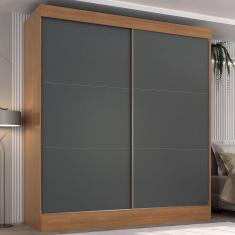 Guarda-roupa Casal Flex 2 Portas 3 Gavetas Pantanal Cinamomo/Cinza