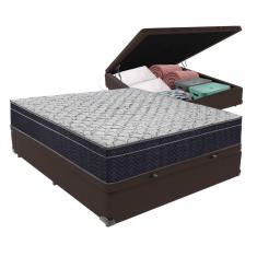 Conjunto Cama Marrom Casal Box Com Baú E Colchão Airtech D45