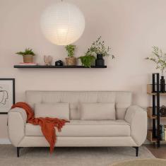 sofá 3 lugares piacenza linho bege 202 cm