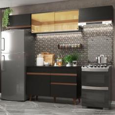 Cozinha Compacta Madesa Reims 260003 com Armário e Balcão - Preto, Pre