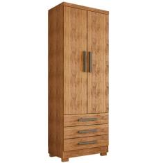 Guarda Roupa Floripa Solteiro 2 Portas 3 Gavetas Rud Rack Cor Cedro - 