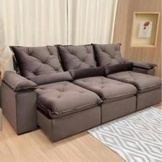Sofá Retrátil e Reclinável Confortável com 2,20m de Largura e Abertura