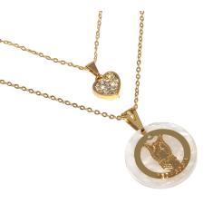 Colar Duplo Curso Pedagogia Coruja Folheado A Ouro 18k