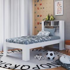Cama Solteiro Cabeceira Com prateleiras Branco