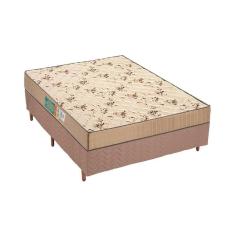 Cama Box Casal Completa Kit Pérola Clean 138x188 Colchão Espuma D45 Base Poliéster Bege Colchões Polar