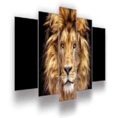 Quadro Decorativo Mosaico 5 Peças Mod361 Leão De Judá 14