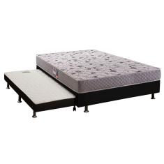 Cama Box c/Auxiliar Casal: Colchão Ortopédico Herval D28/AG65 Black + Base CRC Courano Black(138x188)